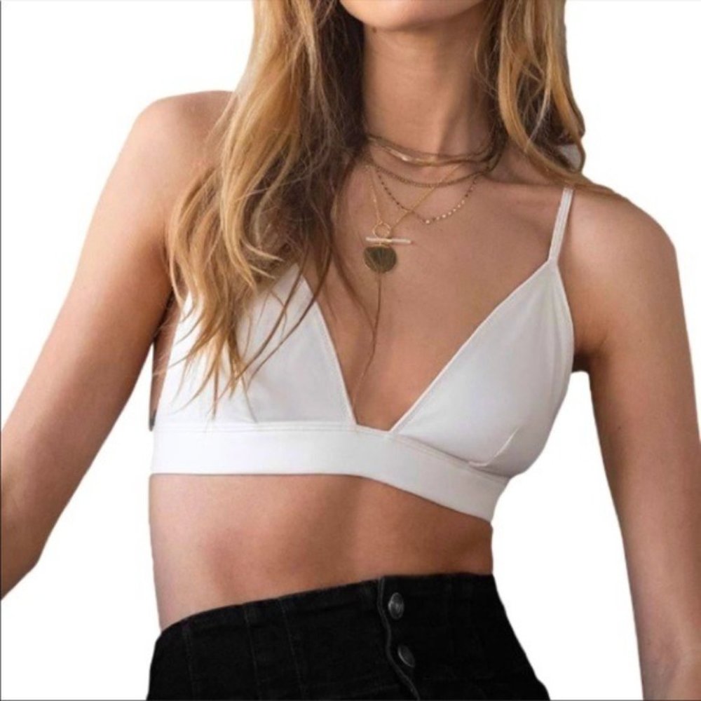 Free People Katrina Bralette Vegan Leather Cream S